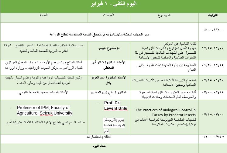 جدول اليوم الثاني من مؤتمر اجري اكسبو